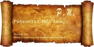 Petrovitz Mátka névjegykártya